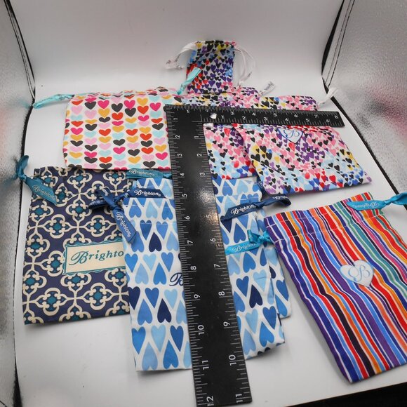 LOT OF 8 BRIGHTON COLORFUL JEWELRY DUST TRAVEL GIFT BAGS POUCH WITH DRAWSTRING - Picture 2 of 4